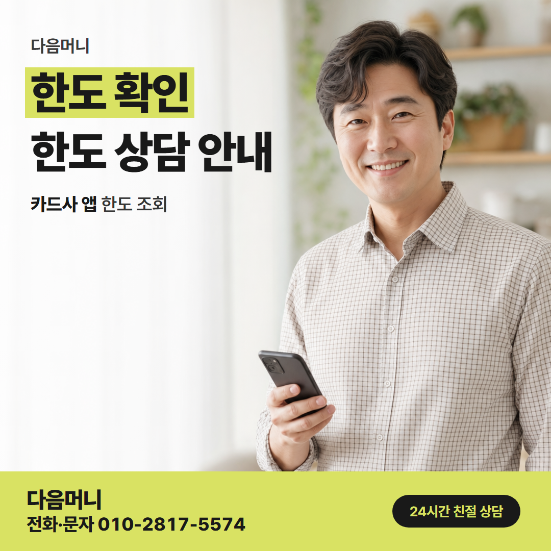 다음머니 월세 신용카드 대출 집세에 필요한 금액과 남은 한도